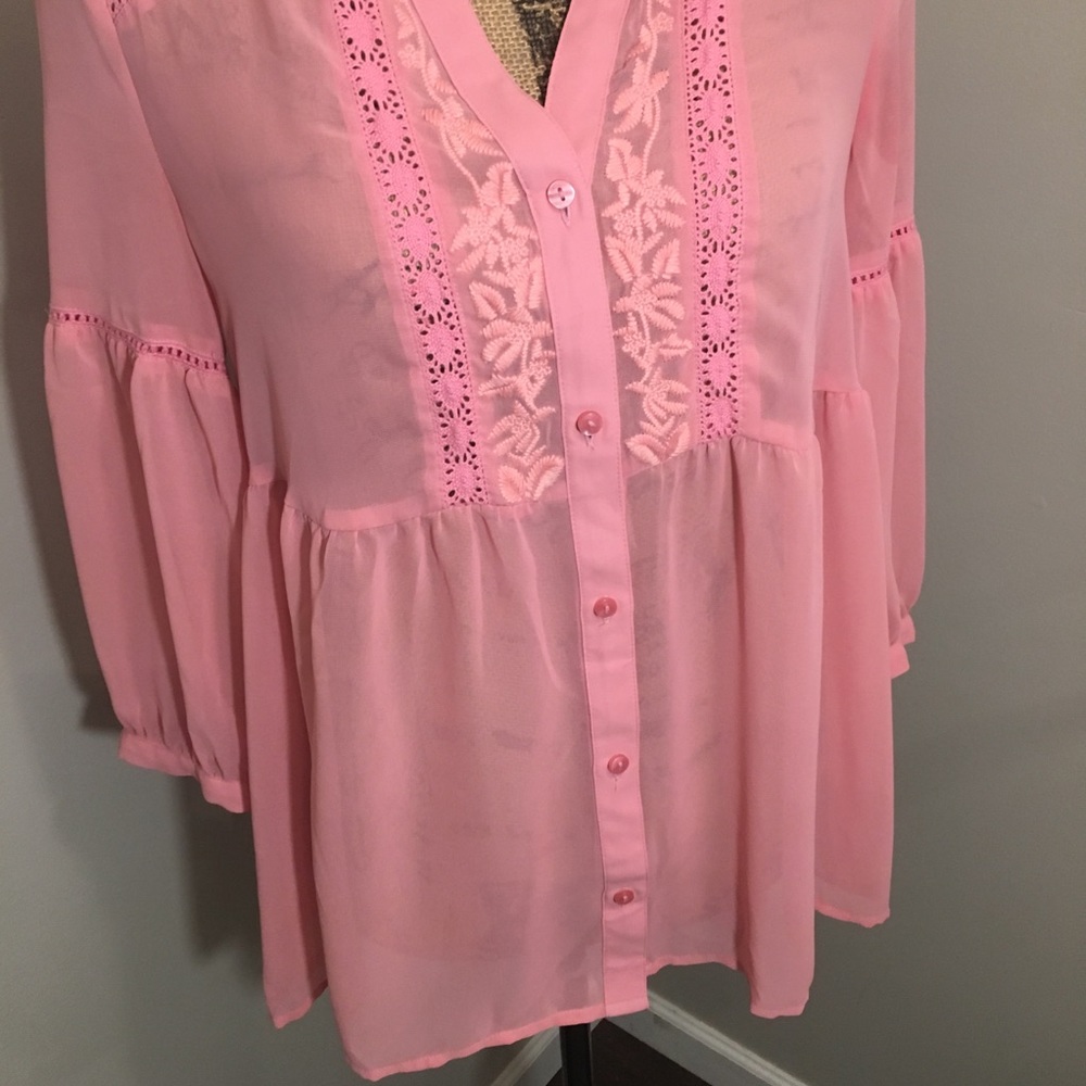 Lauren Conrad Pink Sheer Blouse Size XS - Picture 3 of 7